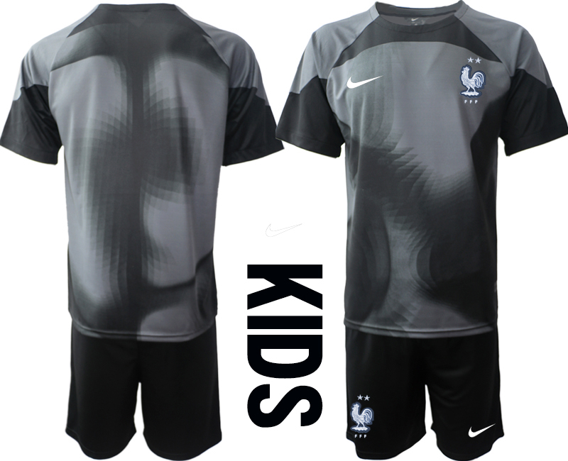 Youth 2022 World Cup National Team France black goalkeeper blank Soccer Jersey